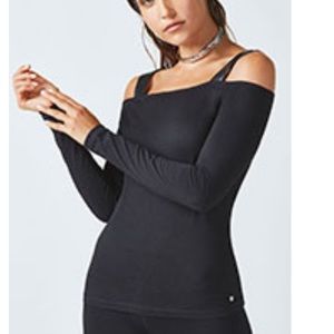 Off the shoulder faux leather long sleeve